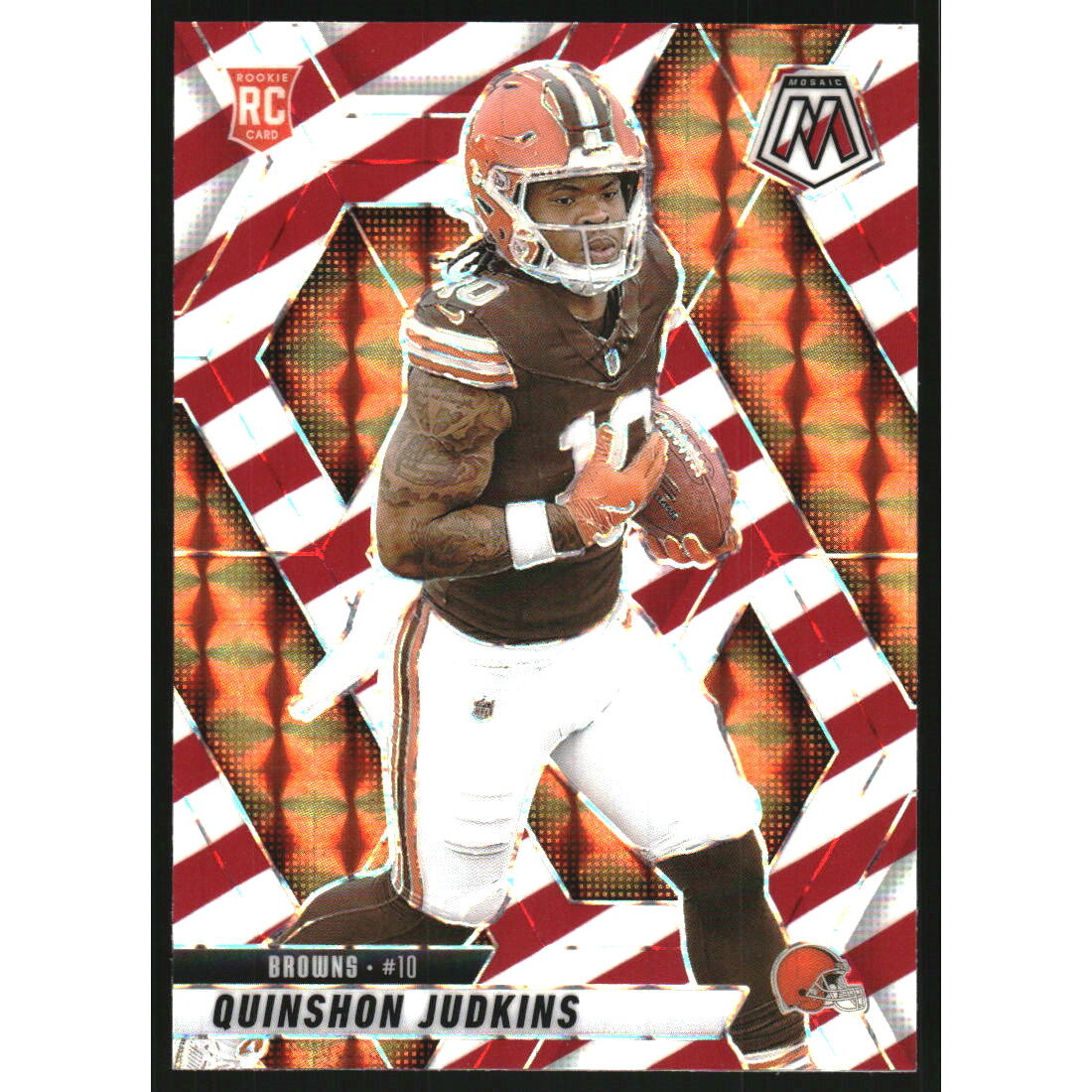 2025 Panini Mosaic Mosaic Red and White Stripe #365 Quinshon Judkins