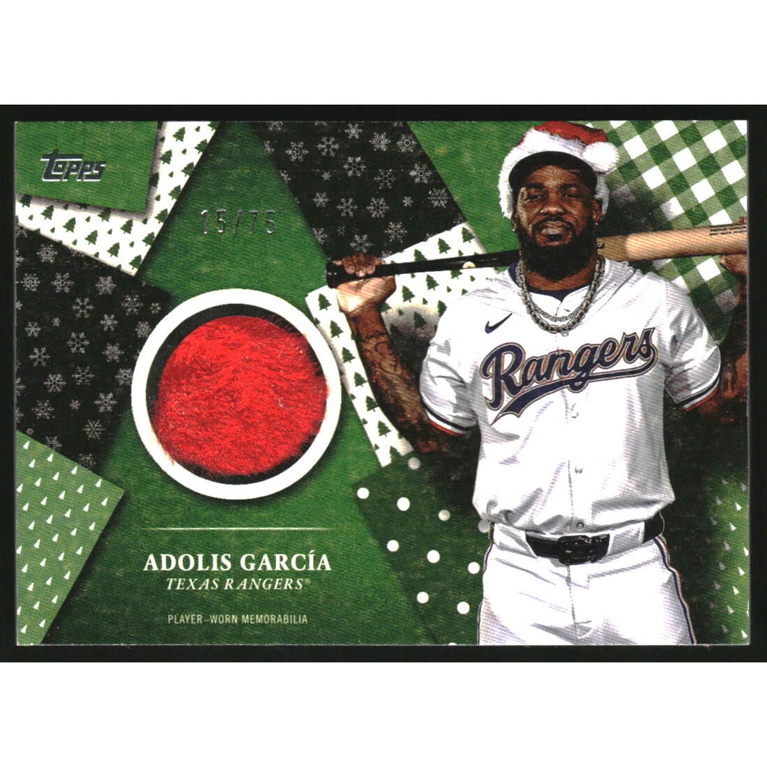 2025 Topps Holiday Relics #HRAG Adolis Garcia. rookie card picture