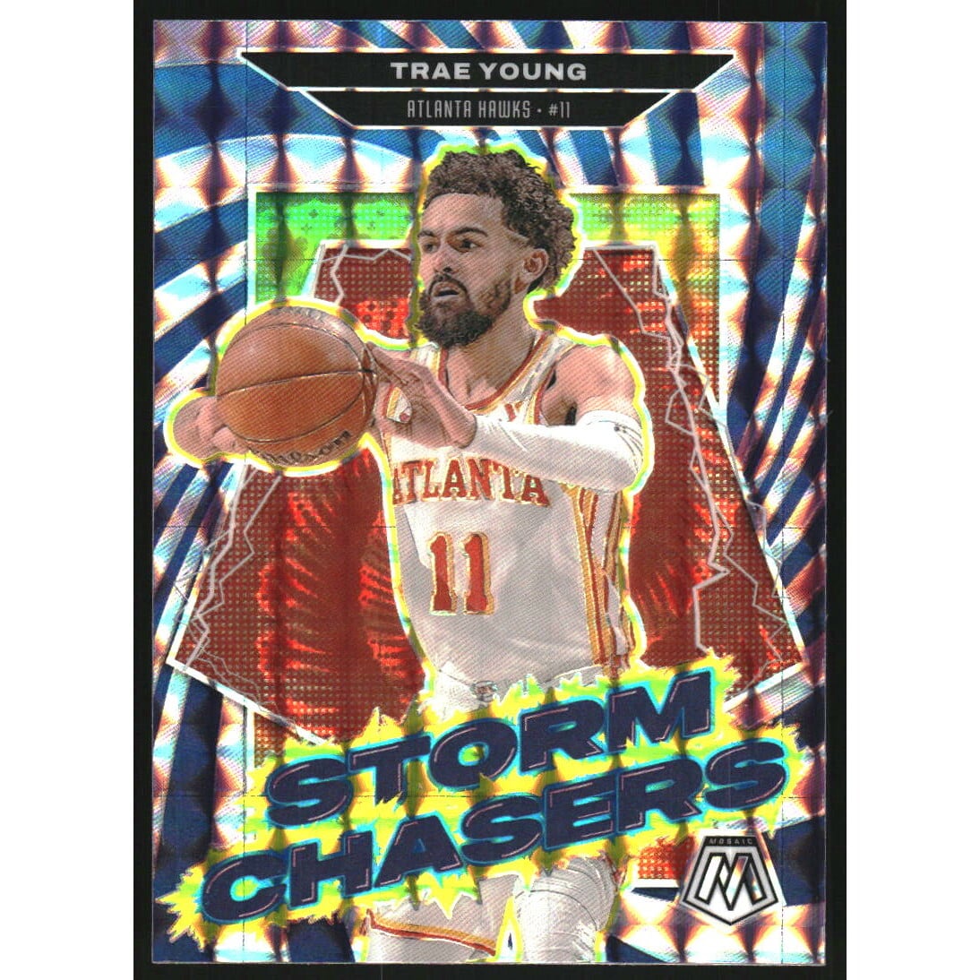 2024-25 Panini Mosaic Storm Chasers #2 Trae Young. rookie card picture
