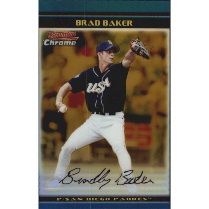 2002 Bowman Chrome Draft Gold Refractors #126 Brad Baker. rookie card picture