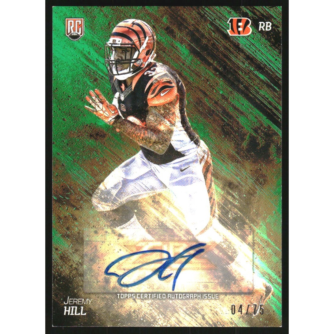 2014 Topps Fire Rookie Autographs Green #133 Jeremy Hill