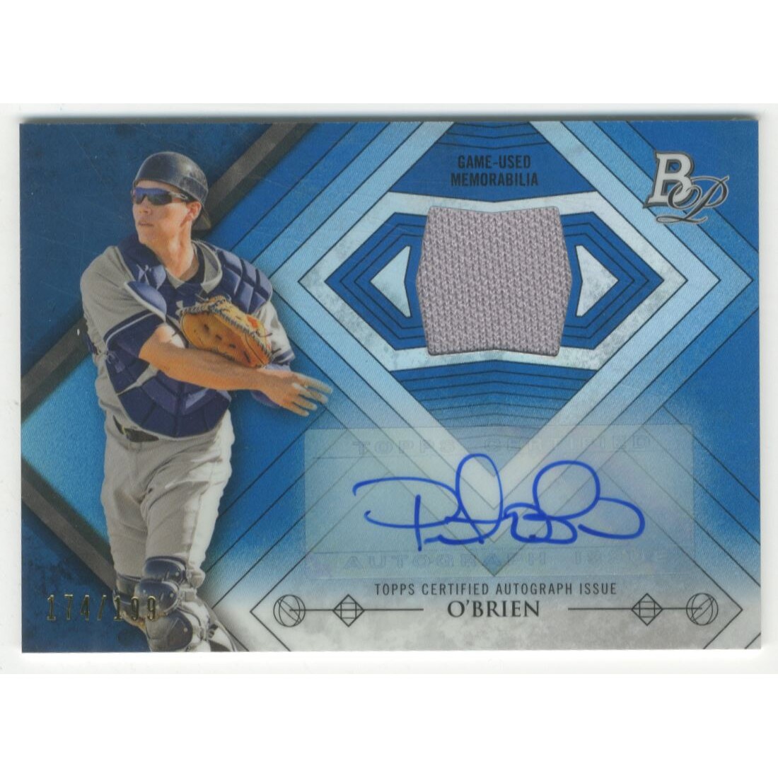 2014 Bowman Platinum Relic Autographs Blue Refractors #ARPO Peter O'Brien EXCH. rookie card picture