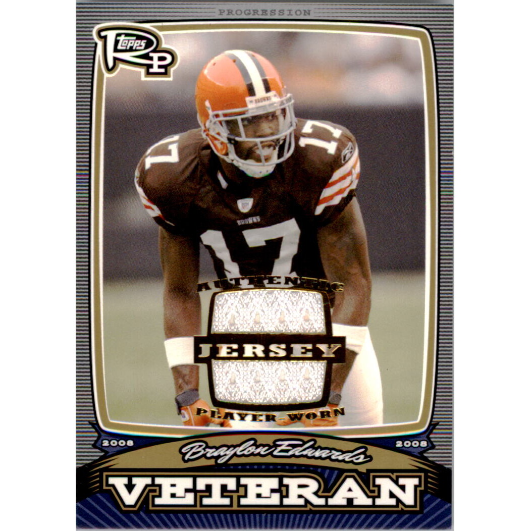 2008 Topps Rookie Progression Veterans Game Worn Jerseys Gold #PVBE Braylon Edwards