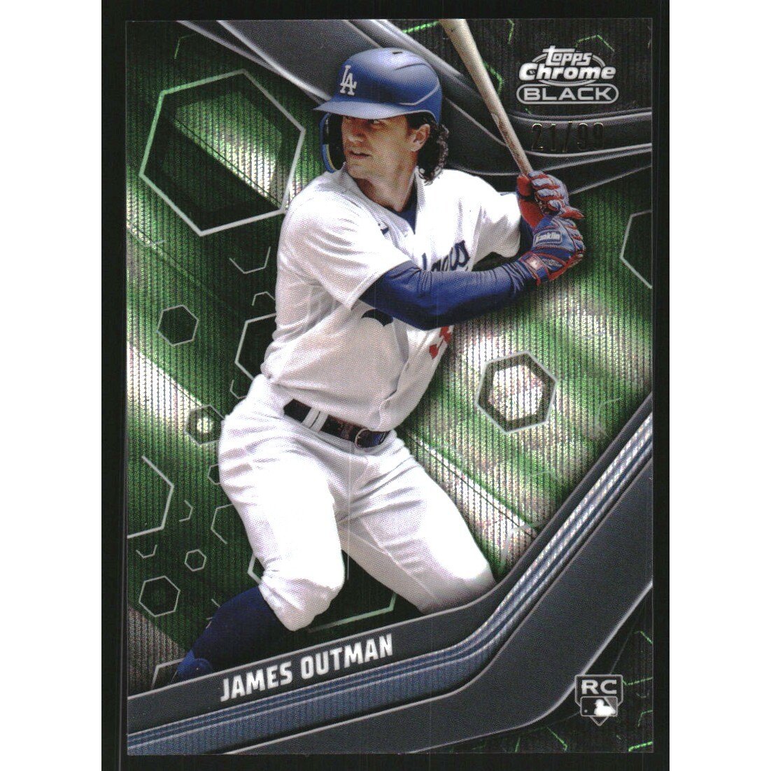 2023 Topps Chrome Black Green Wave Refractors #37 James Outman. rookie card picture