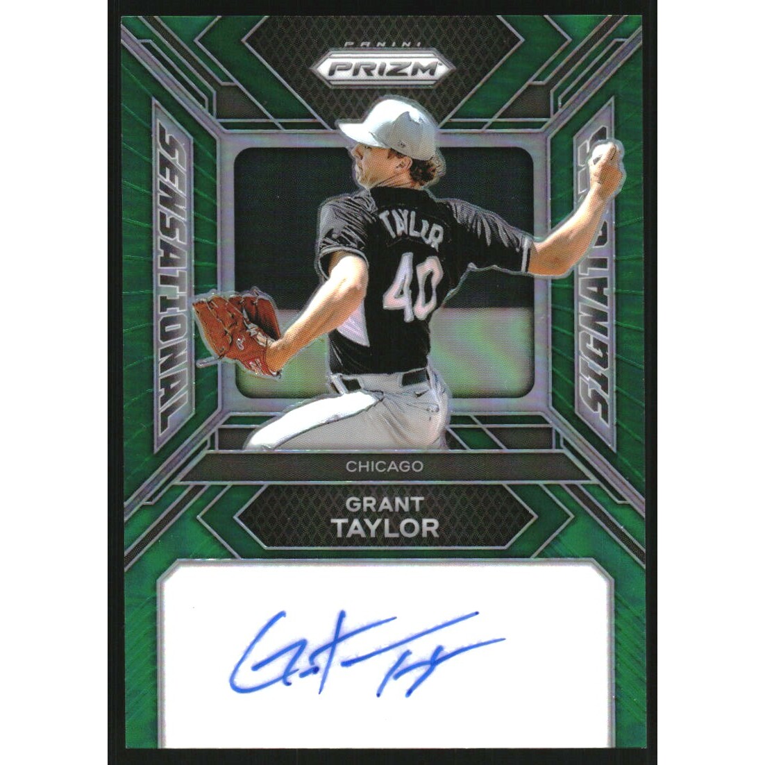 2024 Panini Prizm Sensational Signatures Prizms Green #41 Grant Taylor. rookie card picture