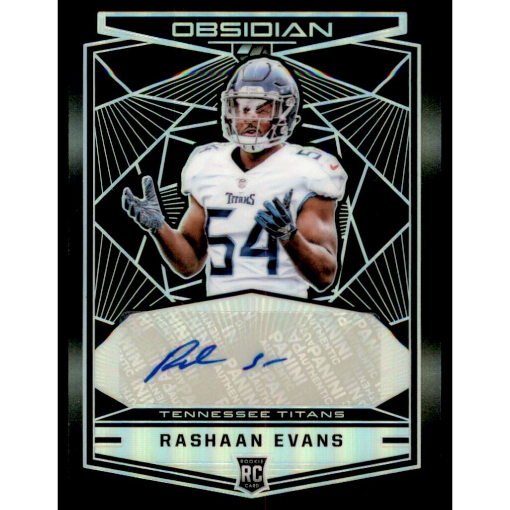 2018 Panini Obsidian Rookie Autographs #52 Rashaan Evans/100. rookie card picture