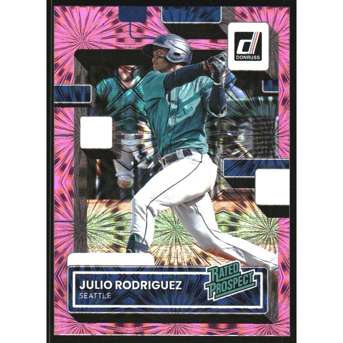2022 Donruss Rated Prospects Pink Fireworks #1 Julio Rodriguez