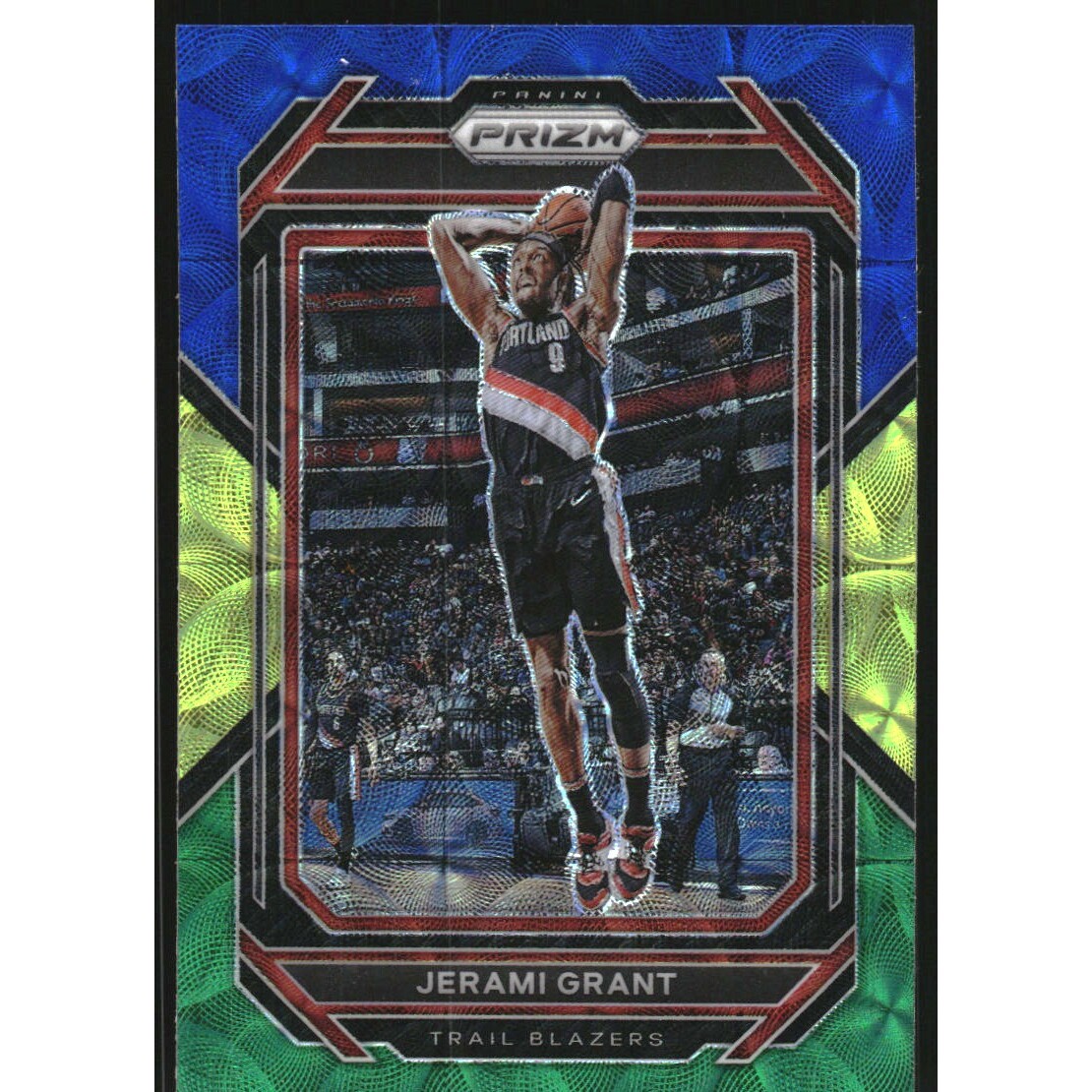 2022-23 Panini Prizm Prizms Choice Blue Yellow and Green #58 Jerami Grant
