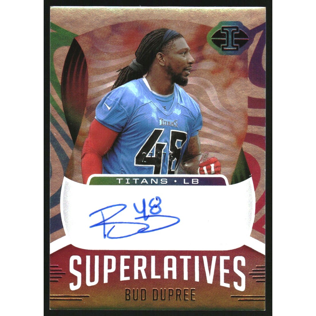 2021 Panini Illusions Superlatives Autographs Red #15 Bud Dupree/75. rookie card picture