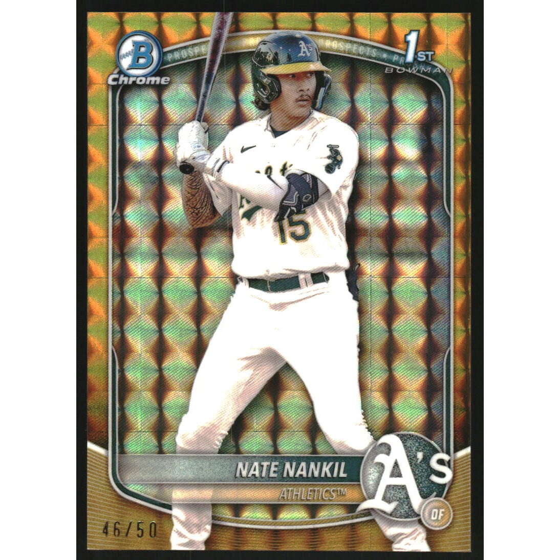 2025 Bowman Chrome Prospects Gold Geometric Refractors #BCP102 Nate Nankil
