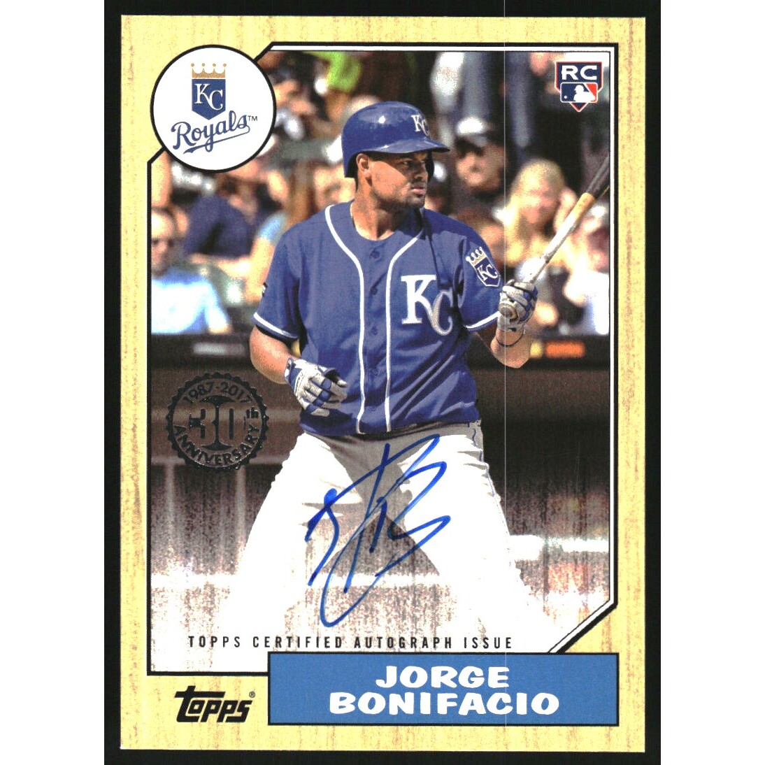 2017 Topps Update '87 Topps Autographs #87AJBN Jorge Bonifacio. rookie card picture