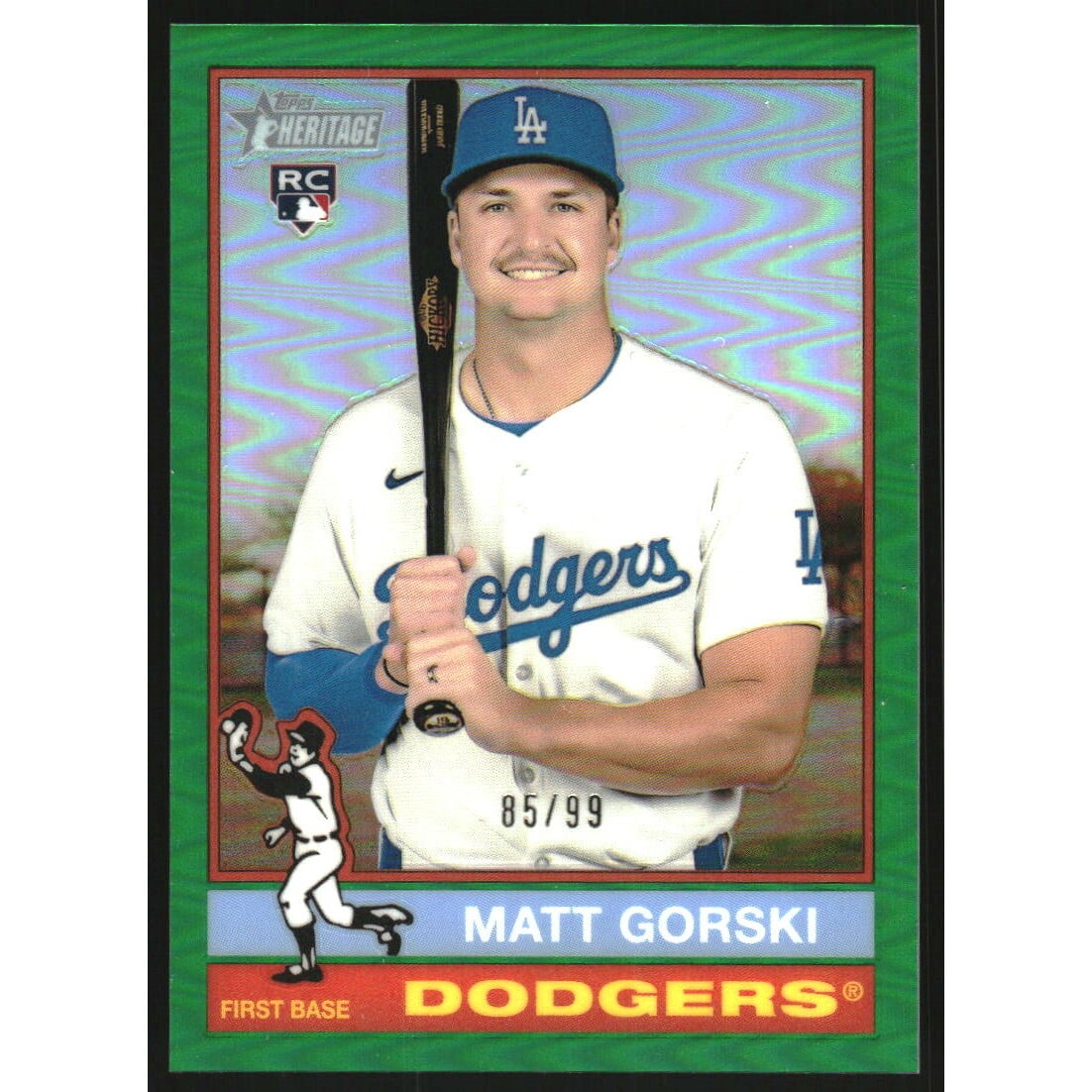2025 Topps Heritage Chrome Green Refractors #555 Matt Gorski