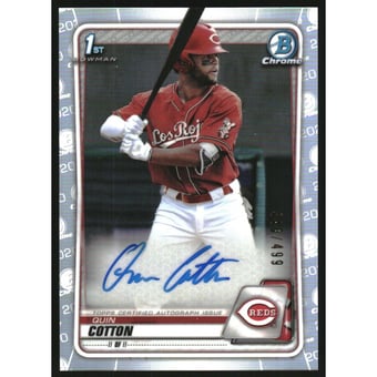 2020 Bowman Chrome Prospect Autographs Refractors #CPAQC Quin Cotton