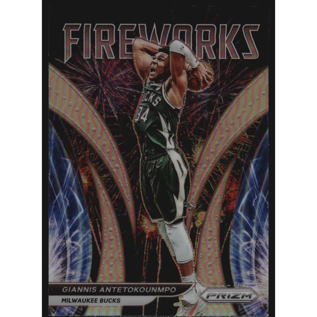 2021-22 Panini Prizm Fireworks Prizms Silver #3 Giannis Antetokounmpo