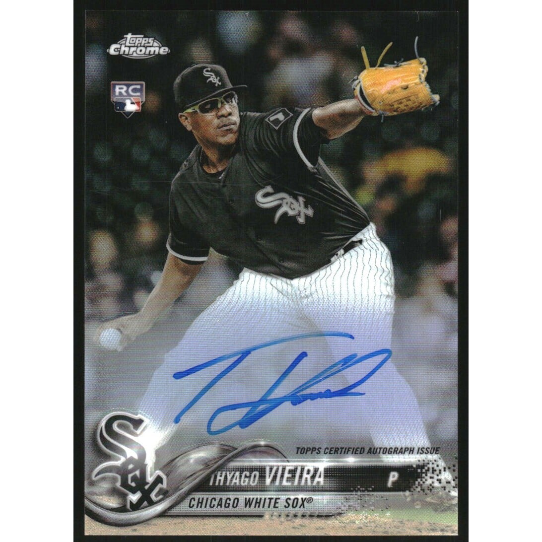2018 Topps Chrome Rookie Autographs Refractors #RATV Thyago Vieira. rookie card picture