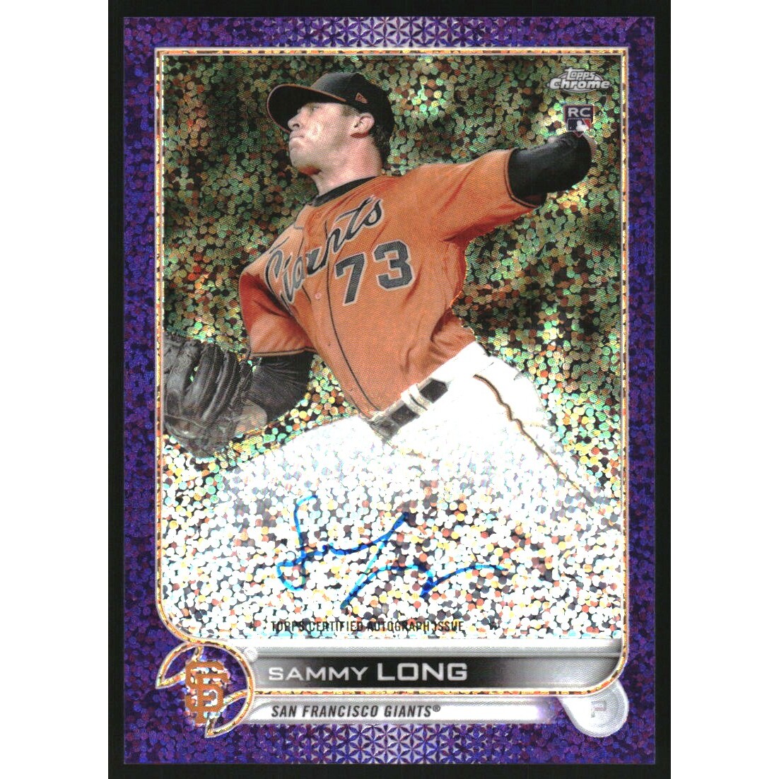 2022 Topps Chrome Rookie Autographs Purple Speckle Refractors #RASL Sammy Long. rookie card picture