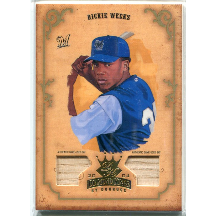 2004 Diamond Kings DK Materials Gold #68 Rickie Weeks Bat-Bat/50
