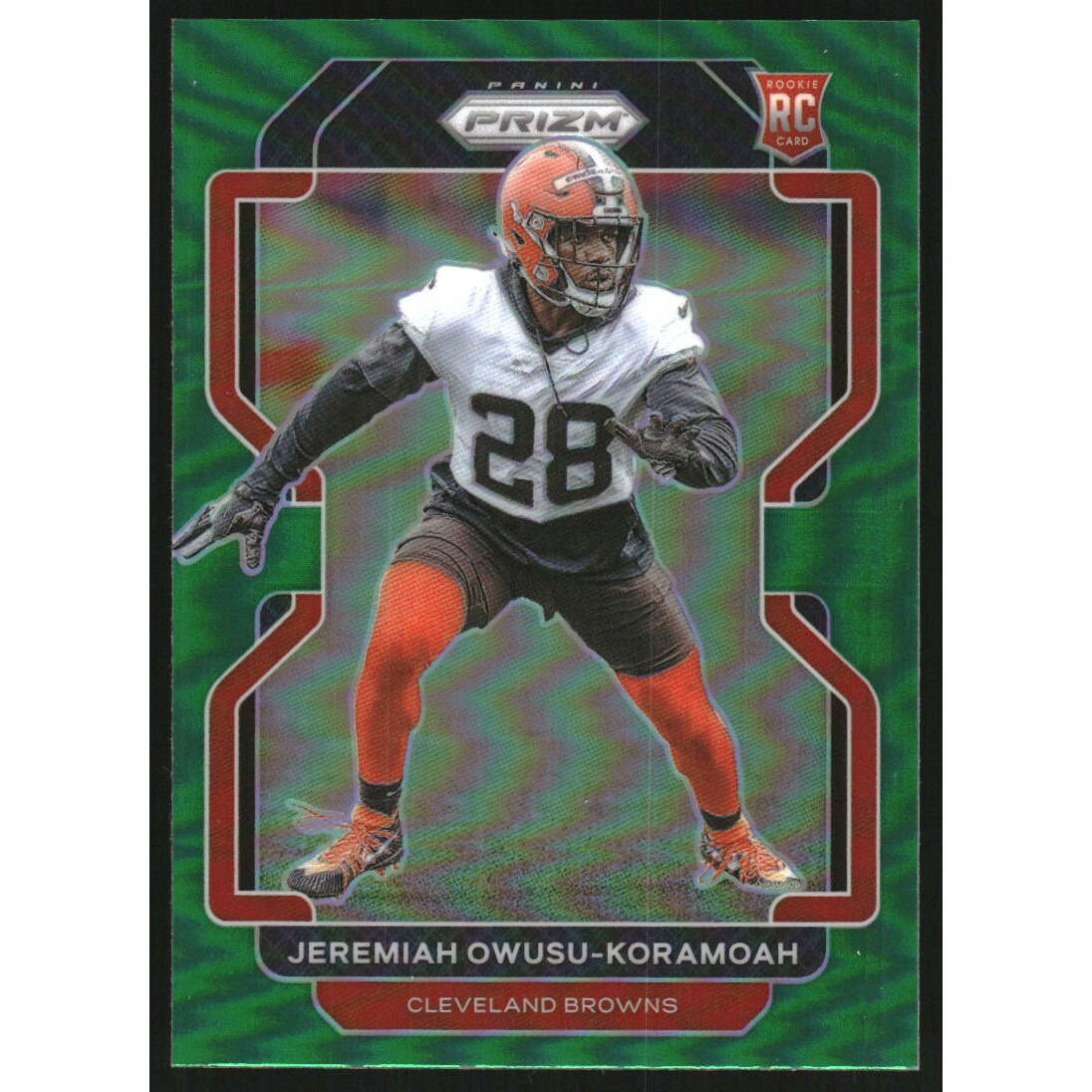 2021 Panini Prizm Prizms Green #389 Jeremiah Owusu-Koramoah. rookie card picture