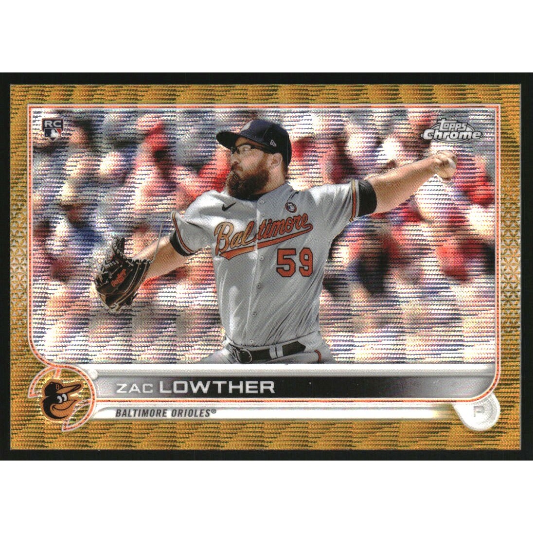 2022 Topps Chrome Gold Wave Refractors #159 Zac Lowther. rookie card picture