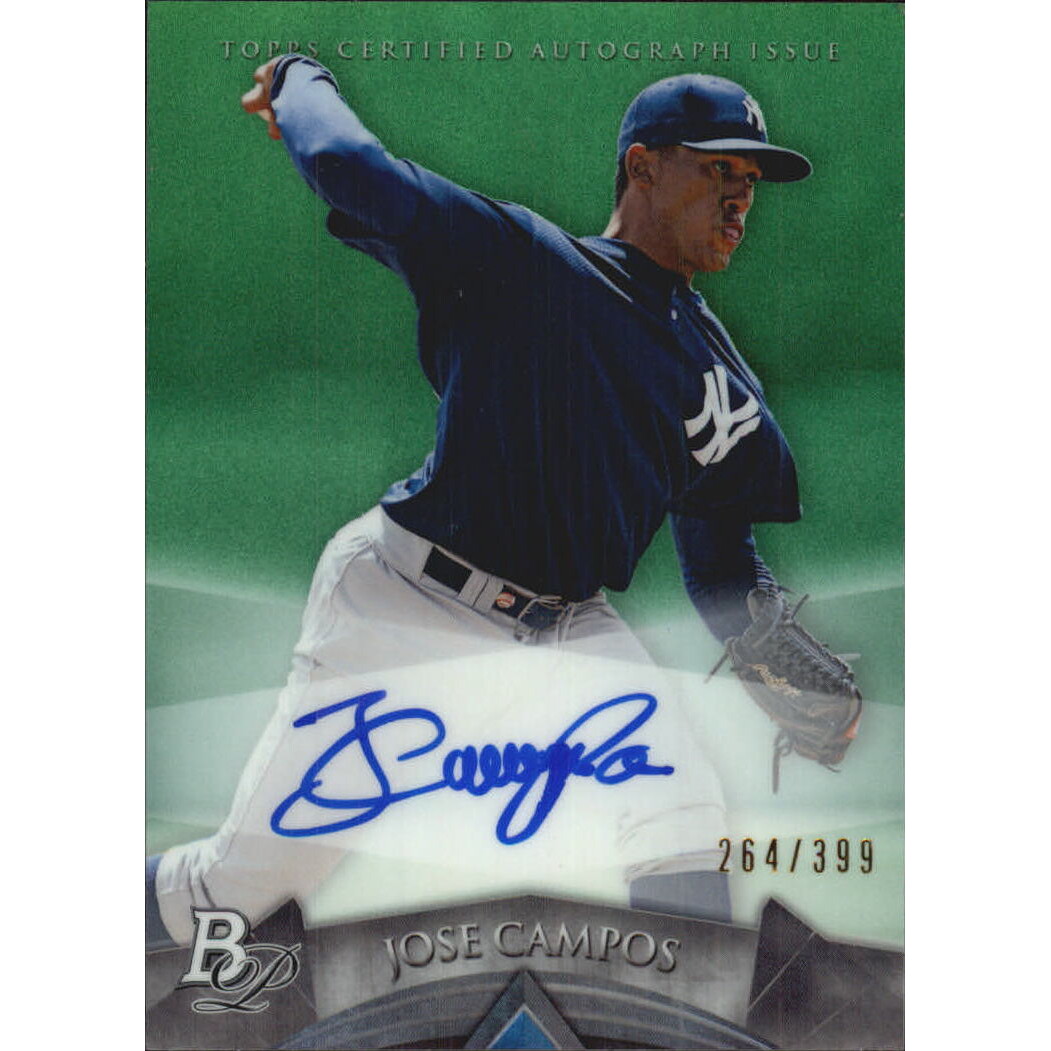 2014 Bowman Platinum Prospect Autographs Green Refractors #APJC Jose Campos. rookie card picture