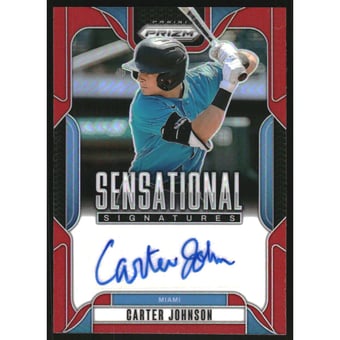 2025 Panini Prizm Sensational Signatures Prizms Red #82 Carter Johnson
