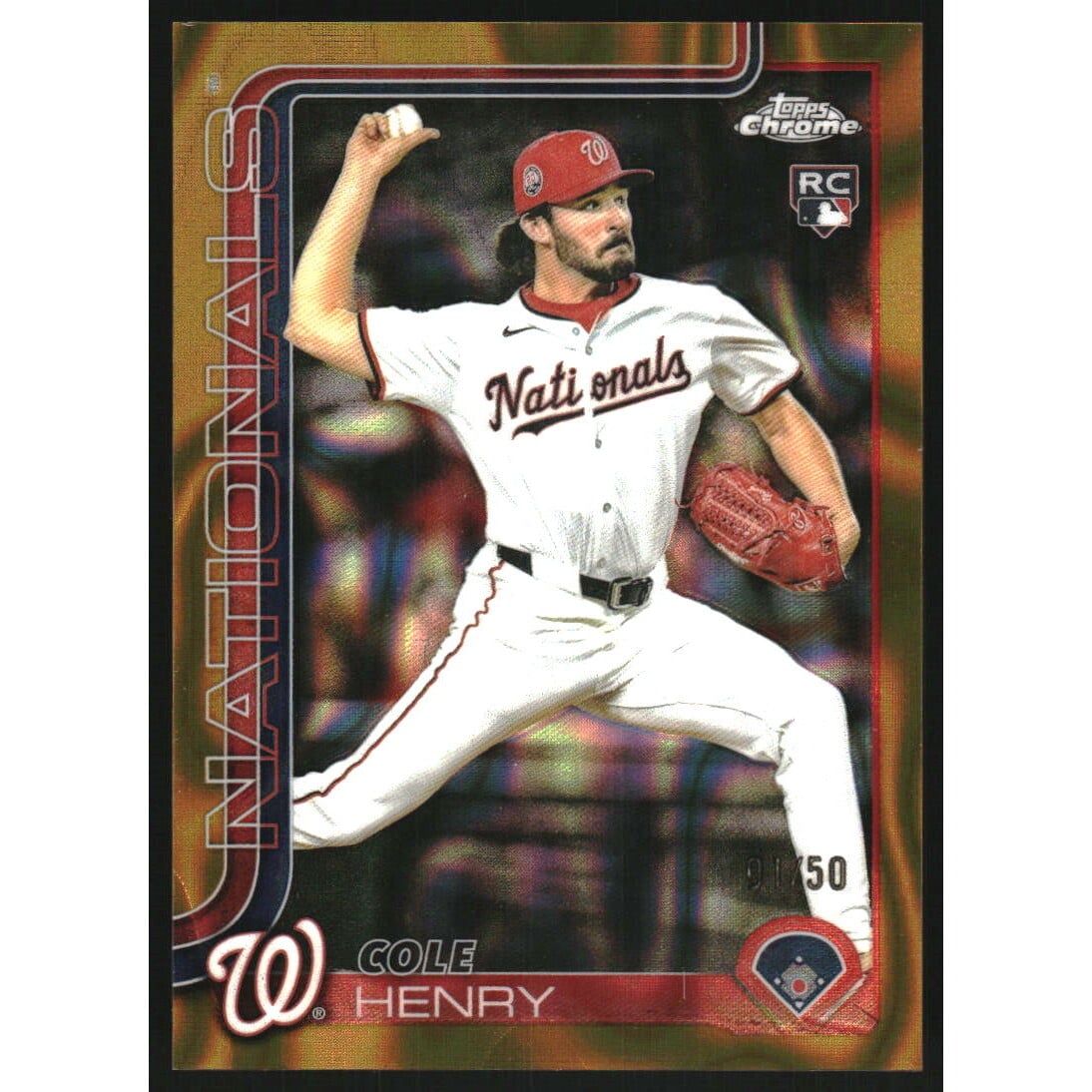 2025 Topps Chrome Update Gold Lava Refractors #USC72 Cole Henry. rookie card picture