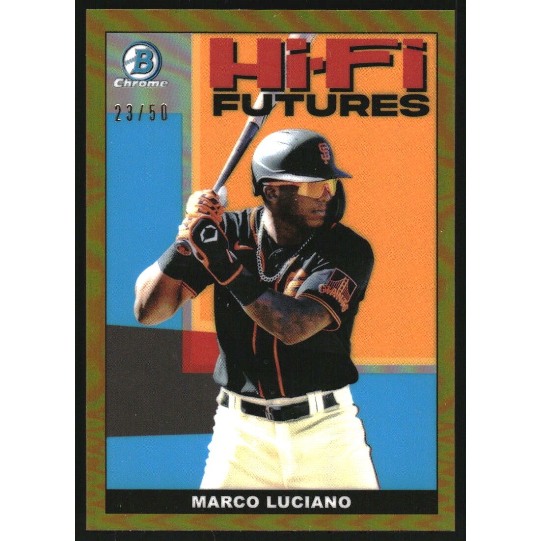 2022 Bowman Chrome Hi-Fi Futures Gold Refractors #HIFI7 Marco Luciano. rookie card picture