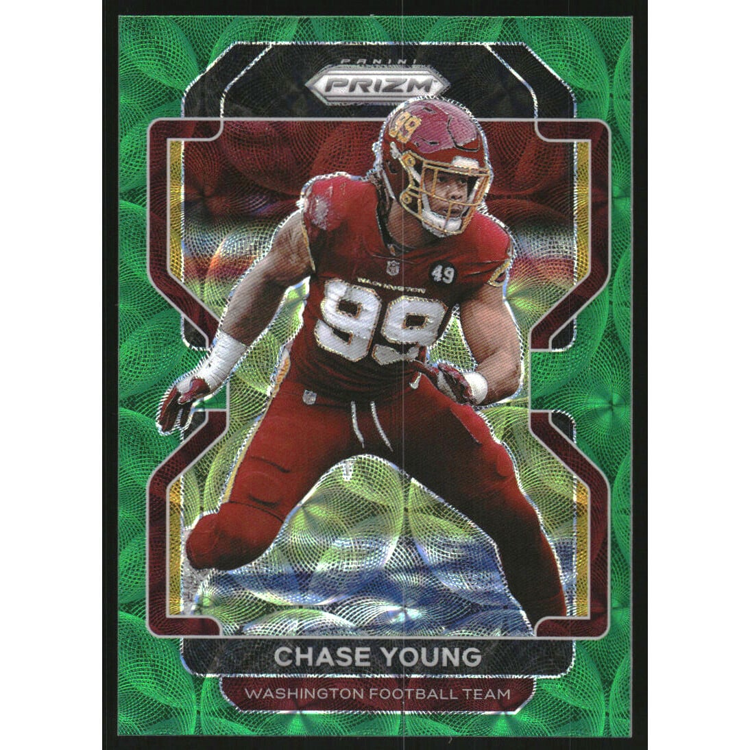2021 Panini Prizm Prizms Green Scope #213 Chase Young. rookie card picture