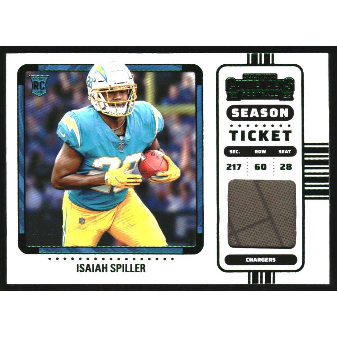 2022 Panini Contenders Rookie Ticket Swatches Variation #20 Isaiah Spiller