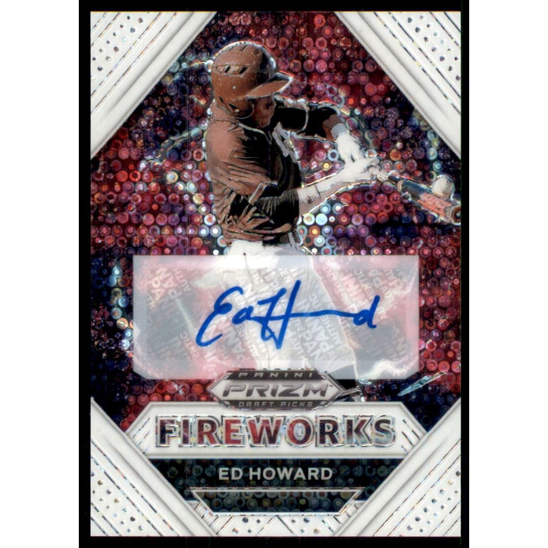 2020 Panini Prizm Draft Picks Fireworks Autographs Prizms White Donut Circles #5 Ed Howard/50. rookie card picture