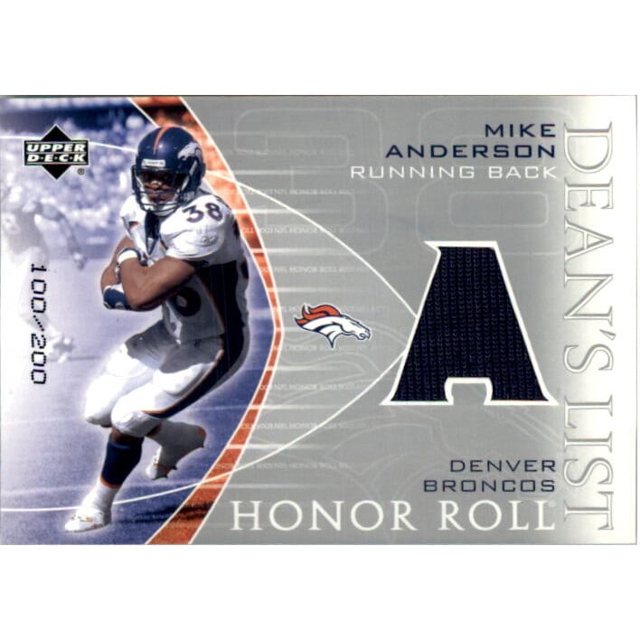 2003 Upper Deck Honor Roll Dean's List Silver #DLAN Mike Anderson. rookie card picture
