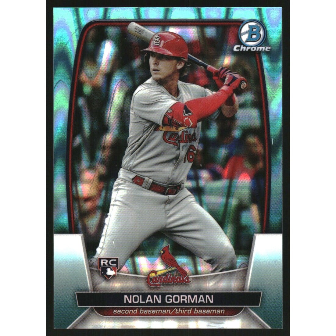 2023 Bowman Chrome Aqua RayWave Refractors #48 Nolan Gorman. rookie card picture