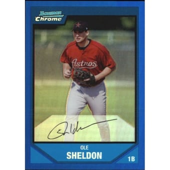 2007 Bowman Chrome Prospects Blue Refractors #BC142 Ole Sheldon