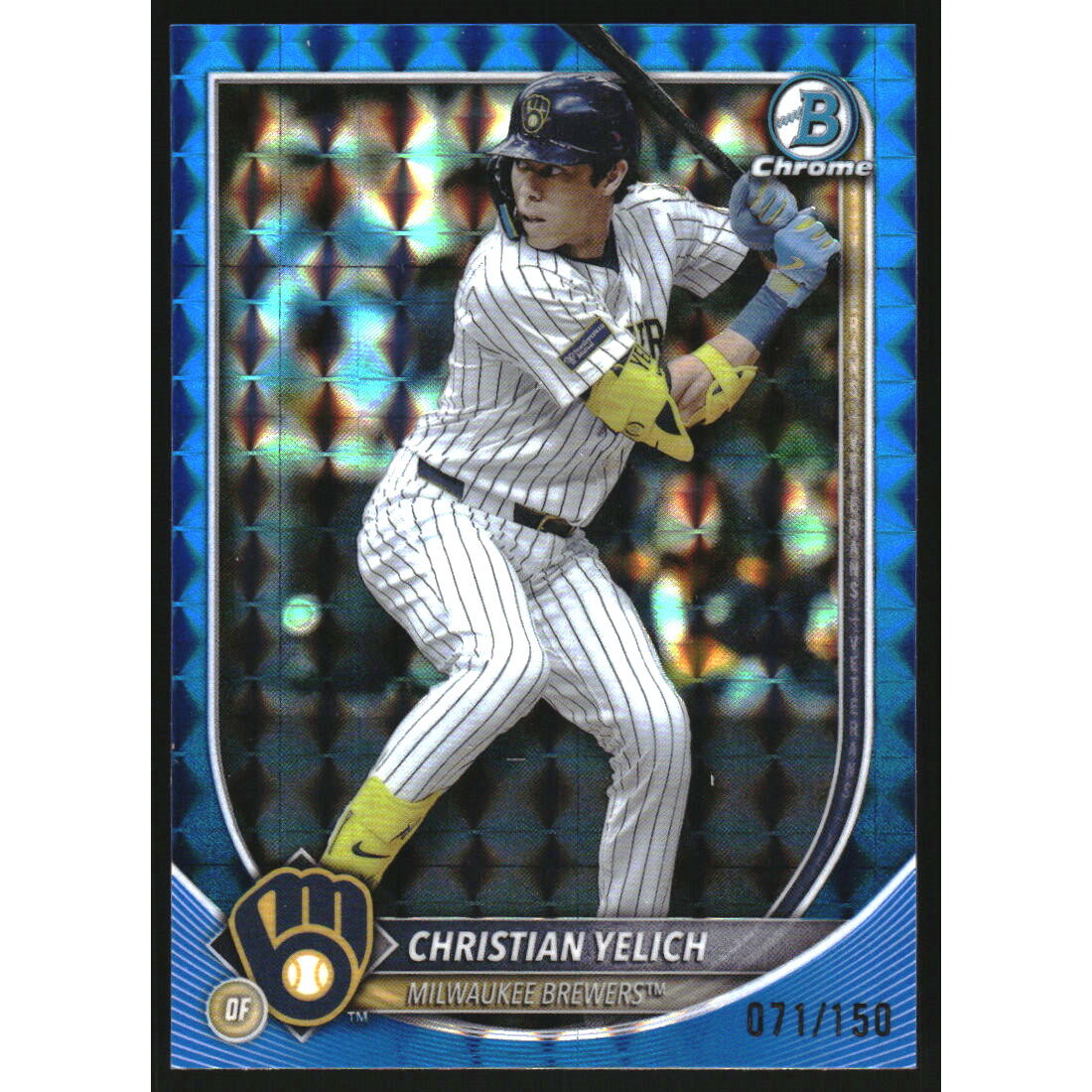 2025 Bowman Chrome Blue Geometric Refractors #70 Christian Yelich