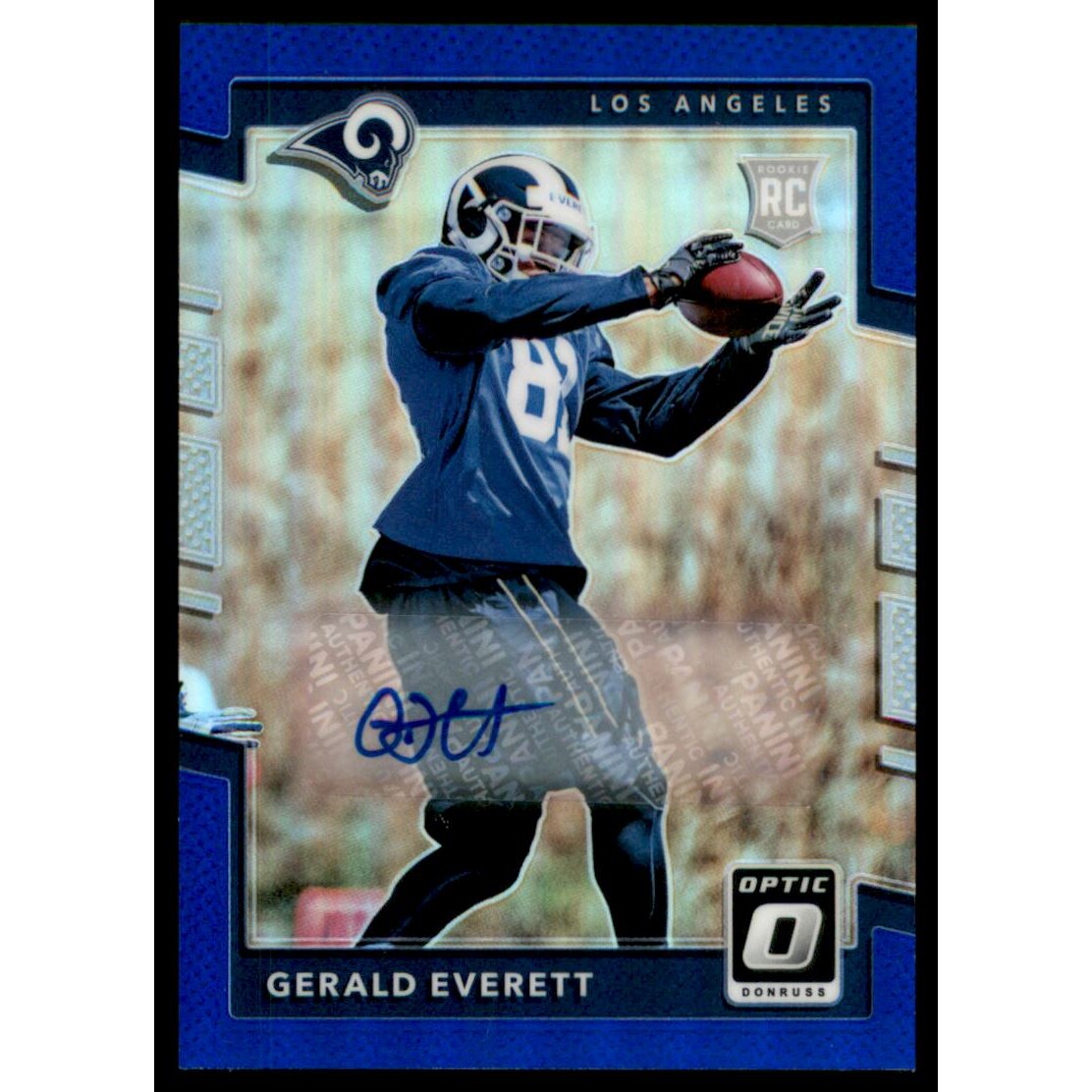 2017 Donruss Optic Rookie Autographs Blue #142 Gerald Everett/75. rookie card picture