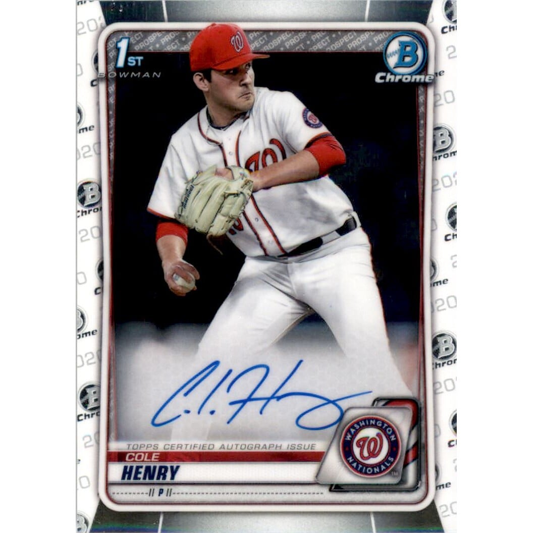 2020 Bowman Chrome Draft Autographs #CDACHE Cole Henry. rookie card picture