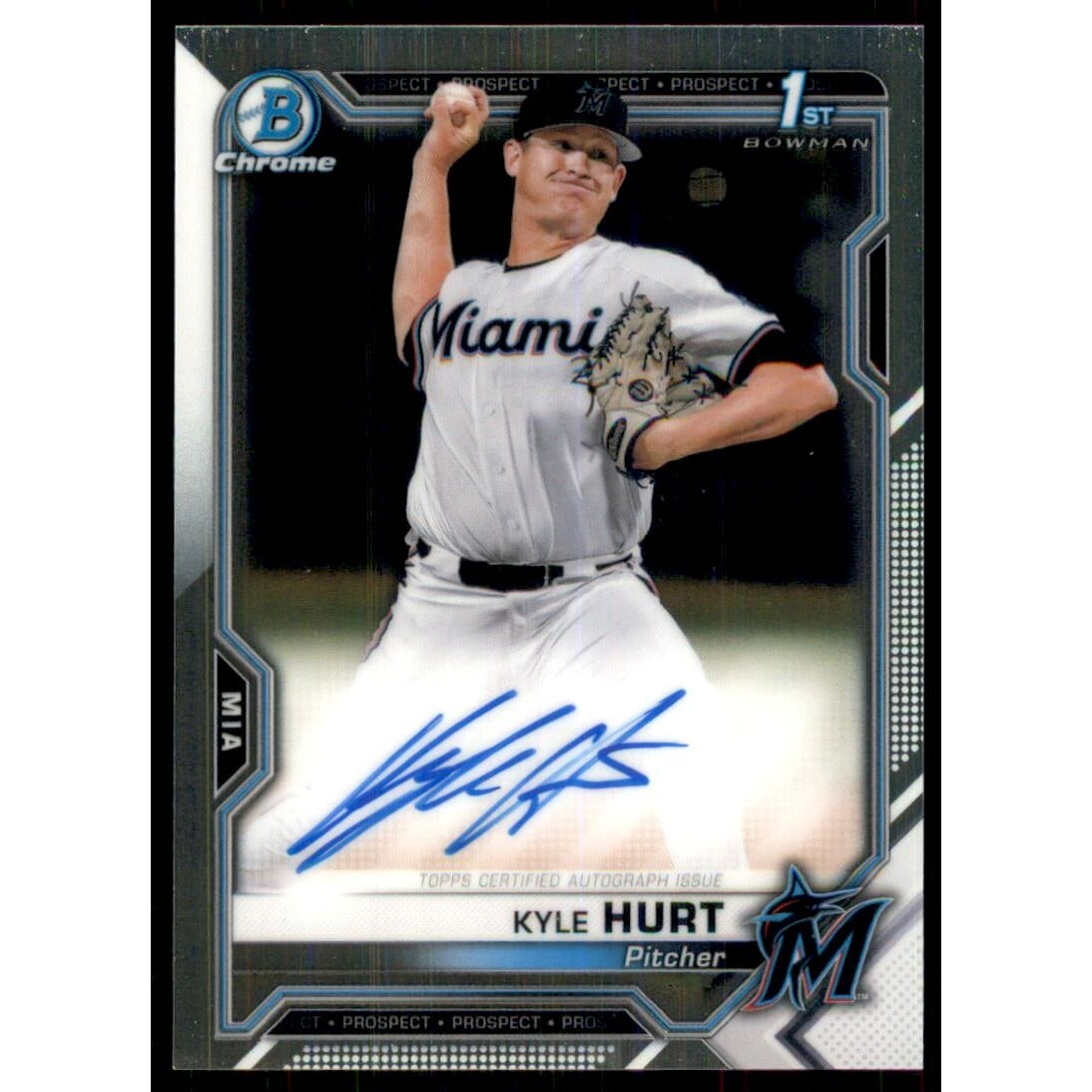 2021 Bowman Chrome Prospect Autographs #CPAKHU Kyle Hurt. rookie card picture