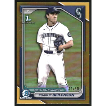 2024 Bowman Chrome Draft Gold Refractors #BDC132 Charlie Beilenson