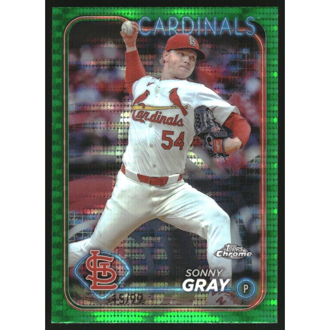 2024 Topps Chrome Green Sonar Refractors #143 Sonny Gray. rookie card picture