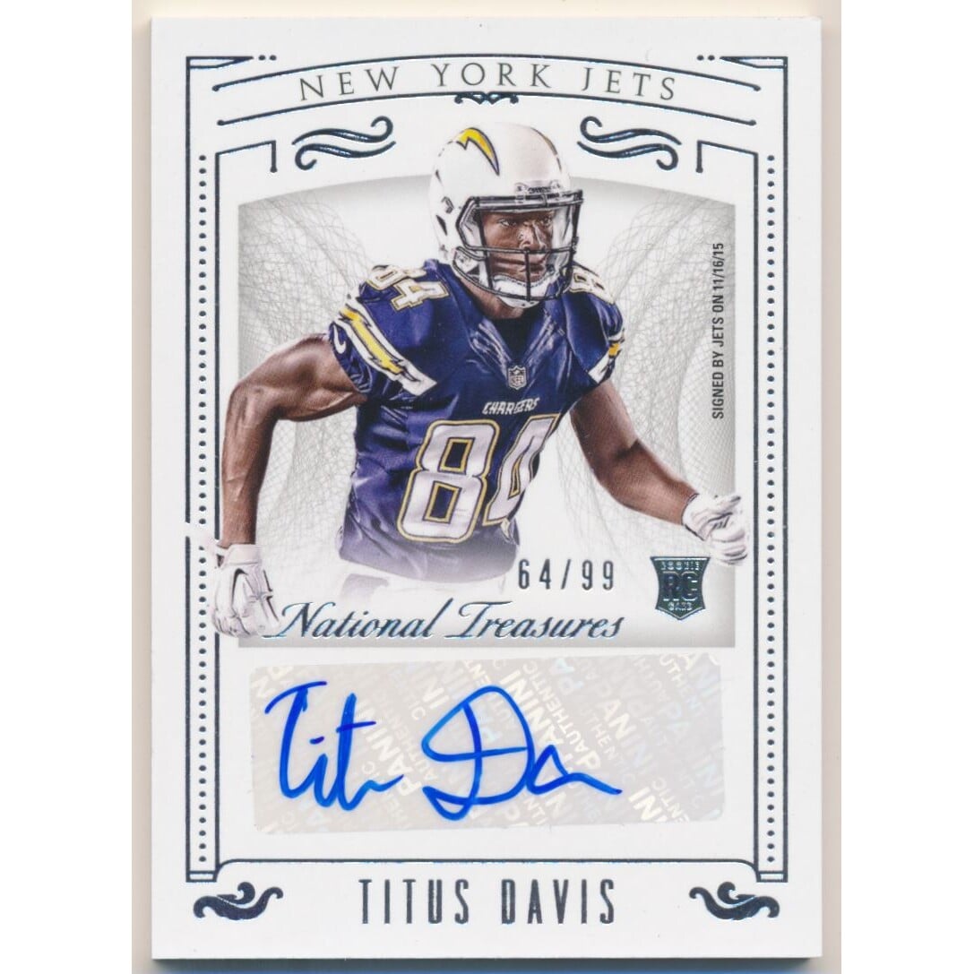 2015 Panini National Treasures #193 Titus Davis AU/99 RC. rookie card picture