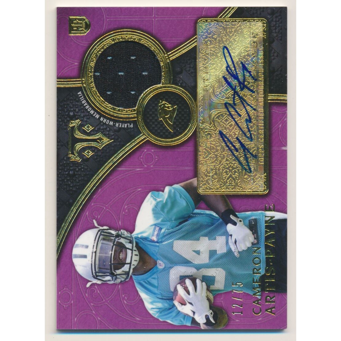 2015 Topps Triple Threads Rookie Autograph Relics Purple #TTRARCA Cameron Artis-Payne