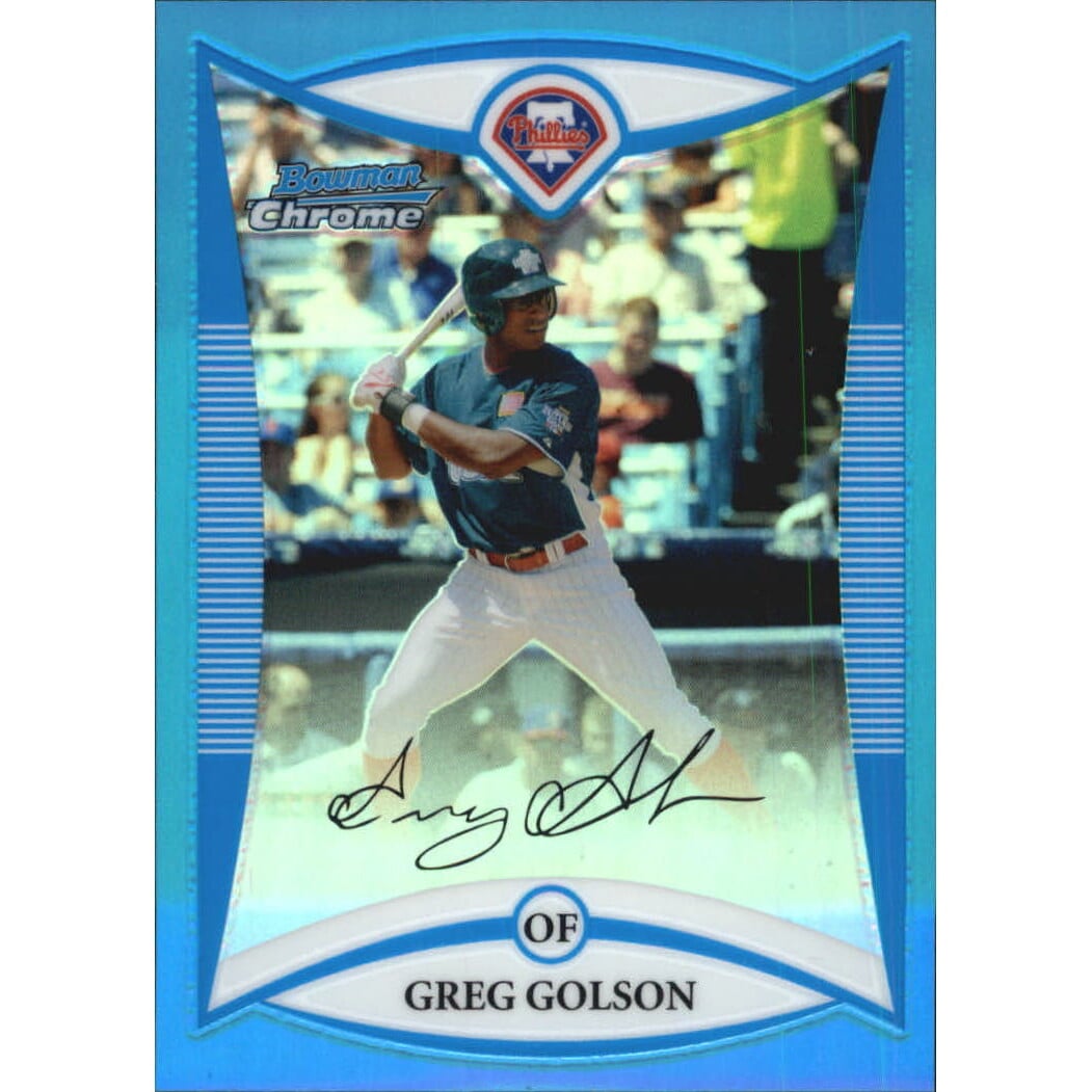 2008 Bowman Chrome Draft Prospects Blue Refractors #BDPP73 Greg Golson FG. rookie card picture