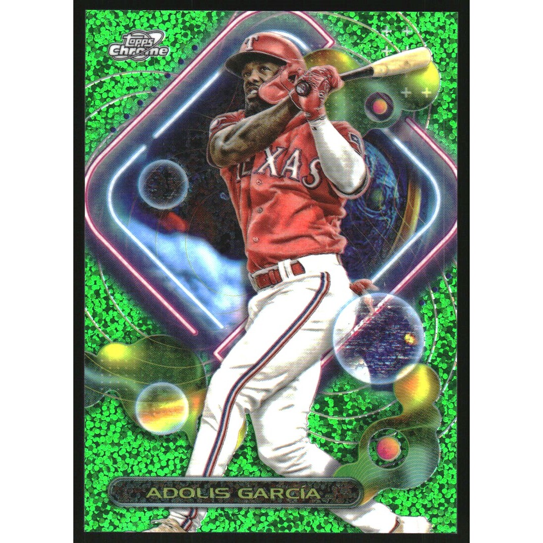 2023 Topps Cosmic Chrome Green Space Dust Refractors #191 Adolis Garcia 2023 Topps Cosmic Chrome Green Space Dust Refractors #191 Adolis Garcia