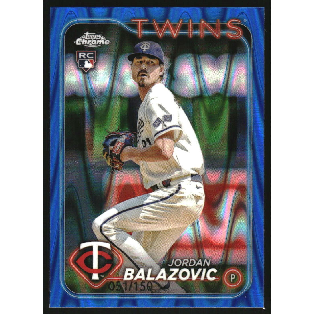 2024 Topps Chrome Blue RayWave Refractors #198 Jordan Balazovic. rookie card picture