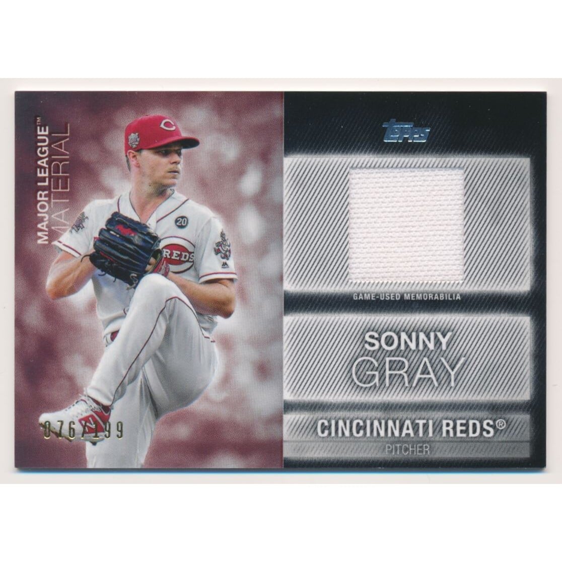 2020 Topps Major League Materials Black #MLMSG Sonny Gray. rookie card picture