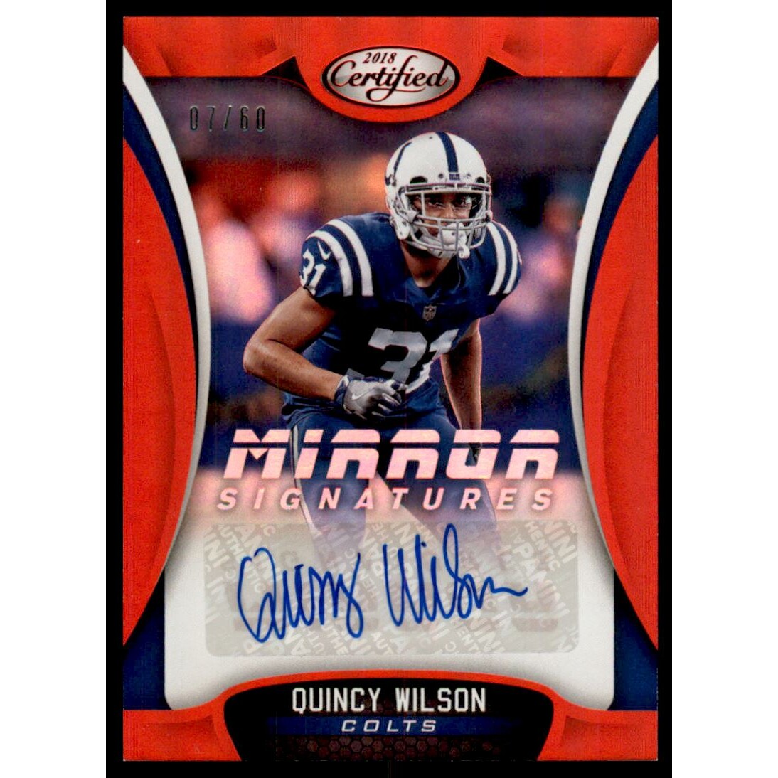 2018 Certified Signatures Mirror Red #90 Quincy Wilson/60