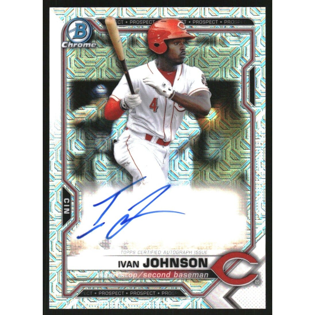 2021 Bowman Chrome Mega Box Prospect Autograph Refractors #BMAIJ Ivan Johnson. rookie card picture