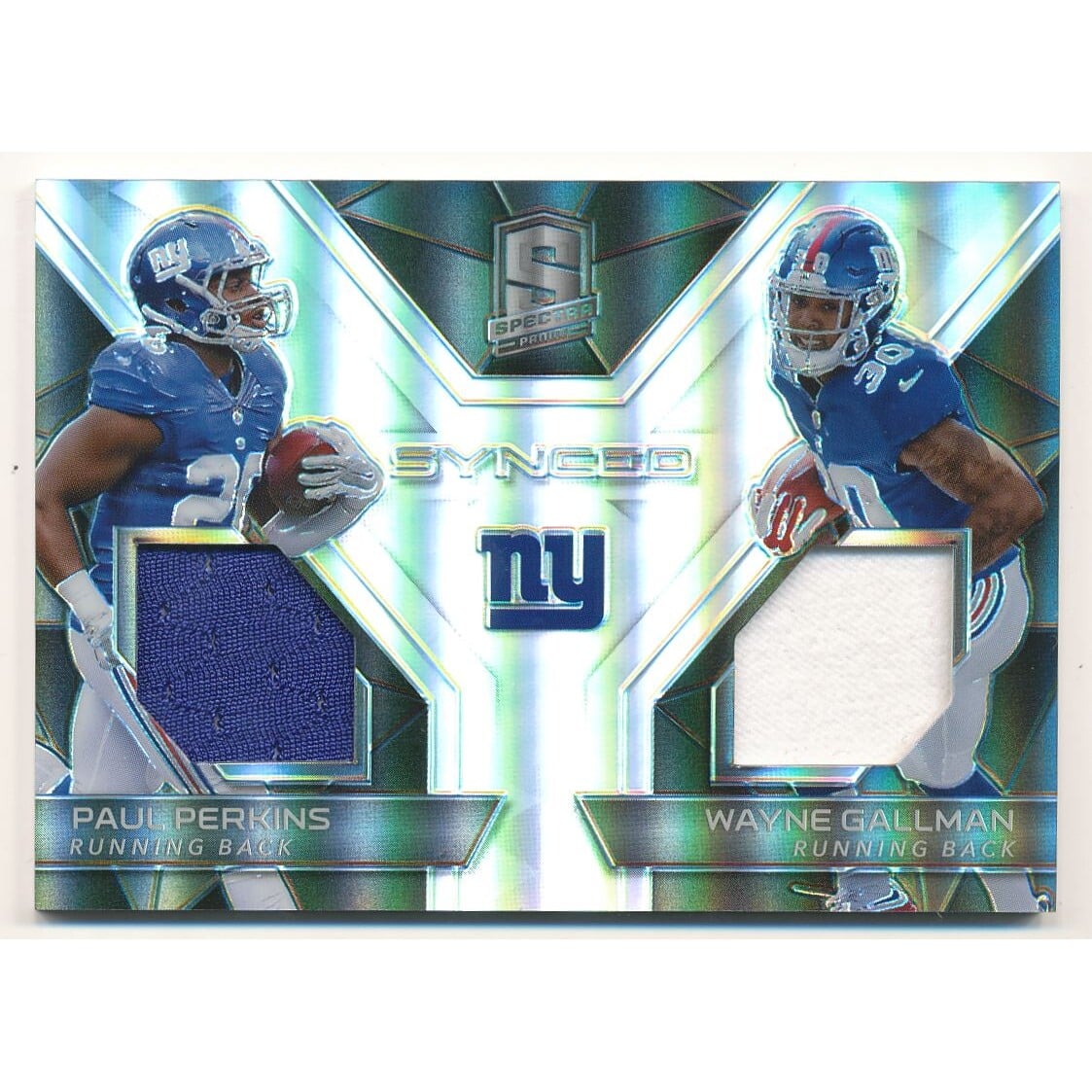 2017 Panini Spectra Synced Swatches #16 Wayne Gallman/Paul Perkins/199. rookie card picture