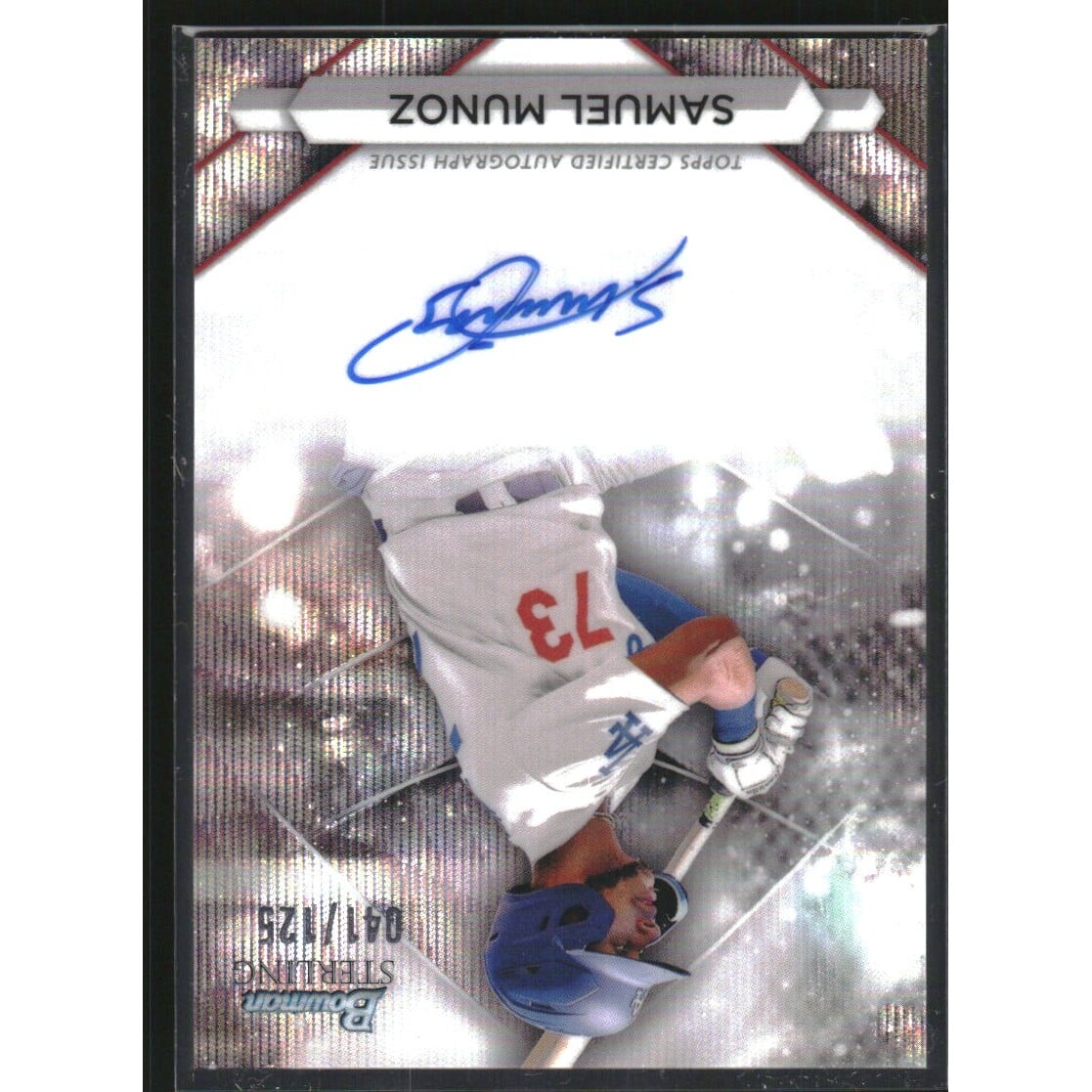 2023 Bowman Sterling Prospect Autographs Wave Refractors #PASM Samuel Munoz