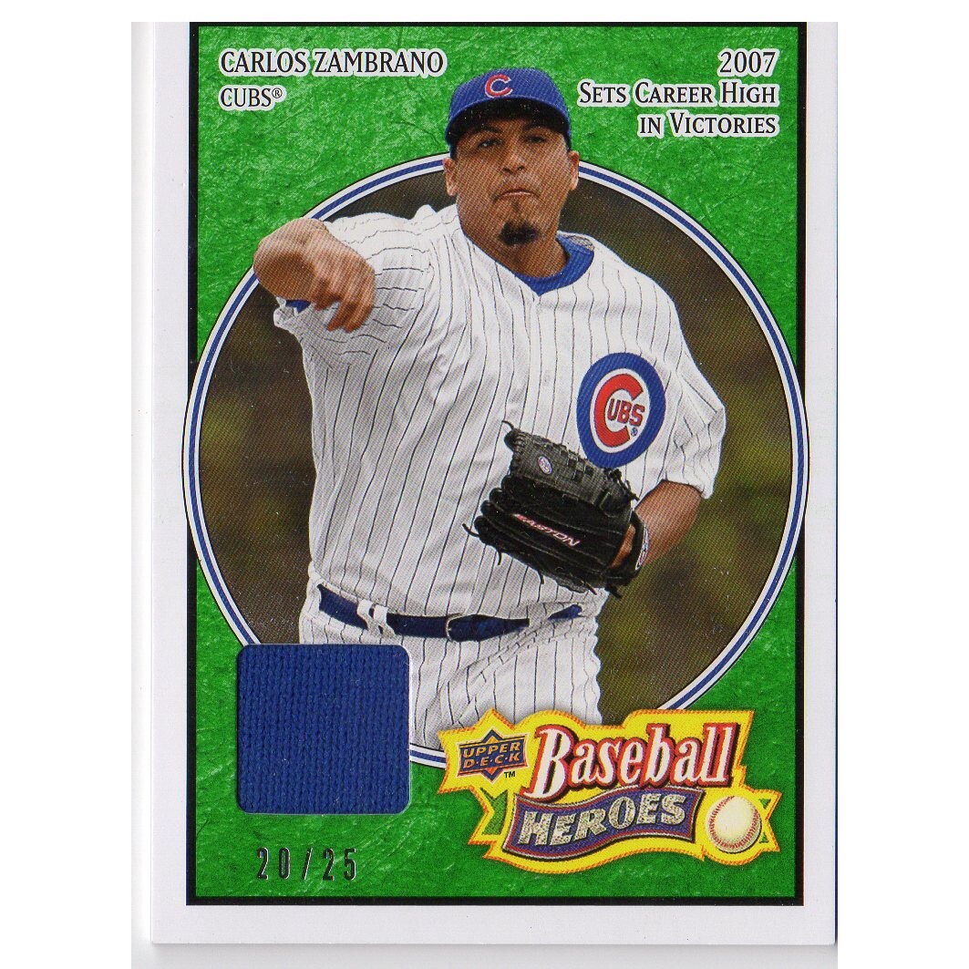 2008 Upper Deck Heroes Jersey Emerald #39 Carlos Zambrano